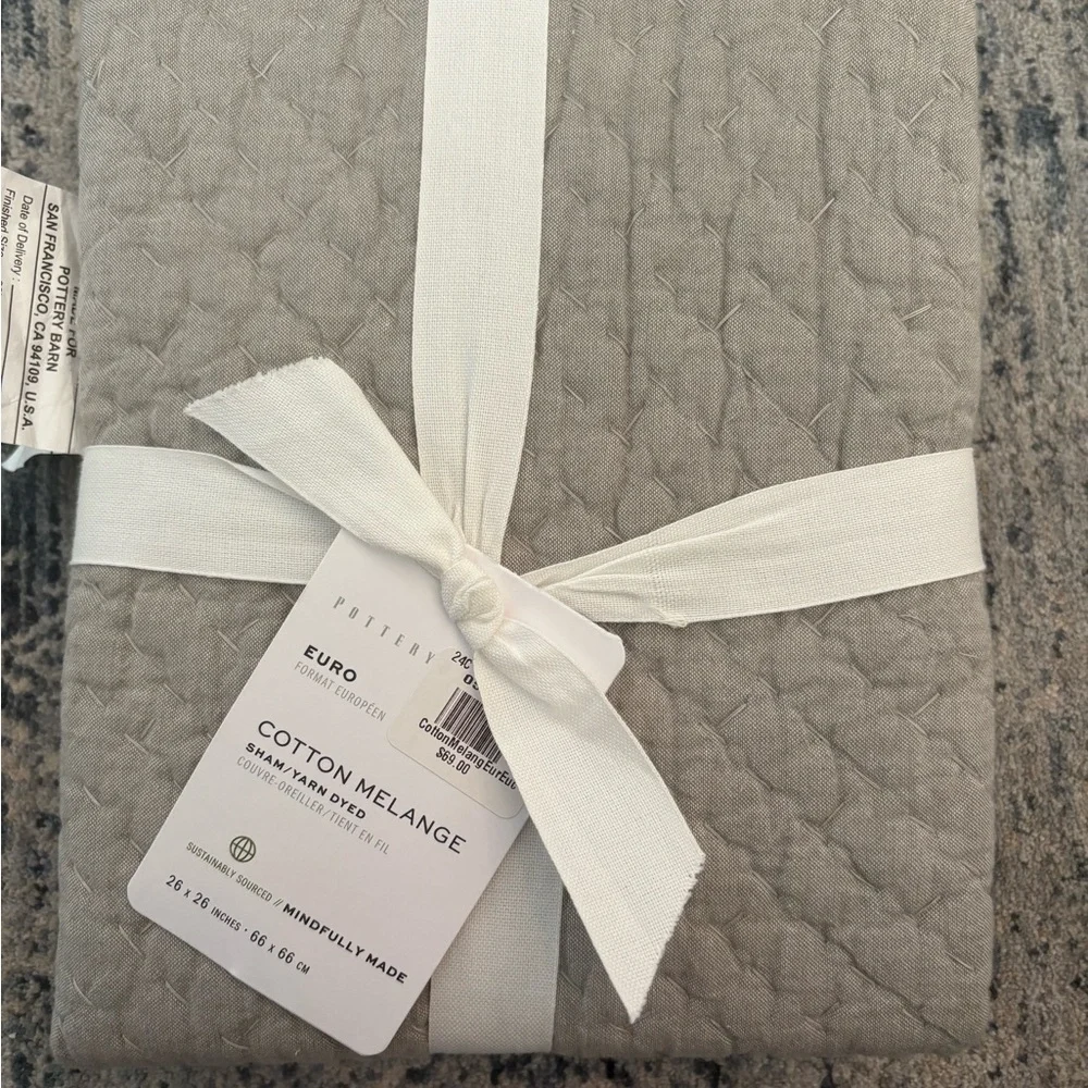 Pottery Barn Cotton Melange Euro Sham - Soft‎ Gray